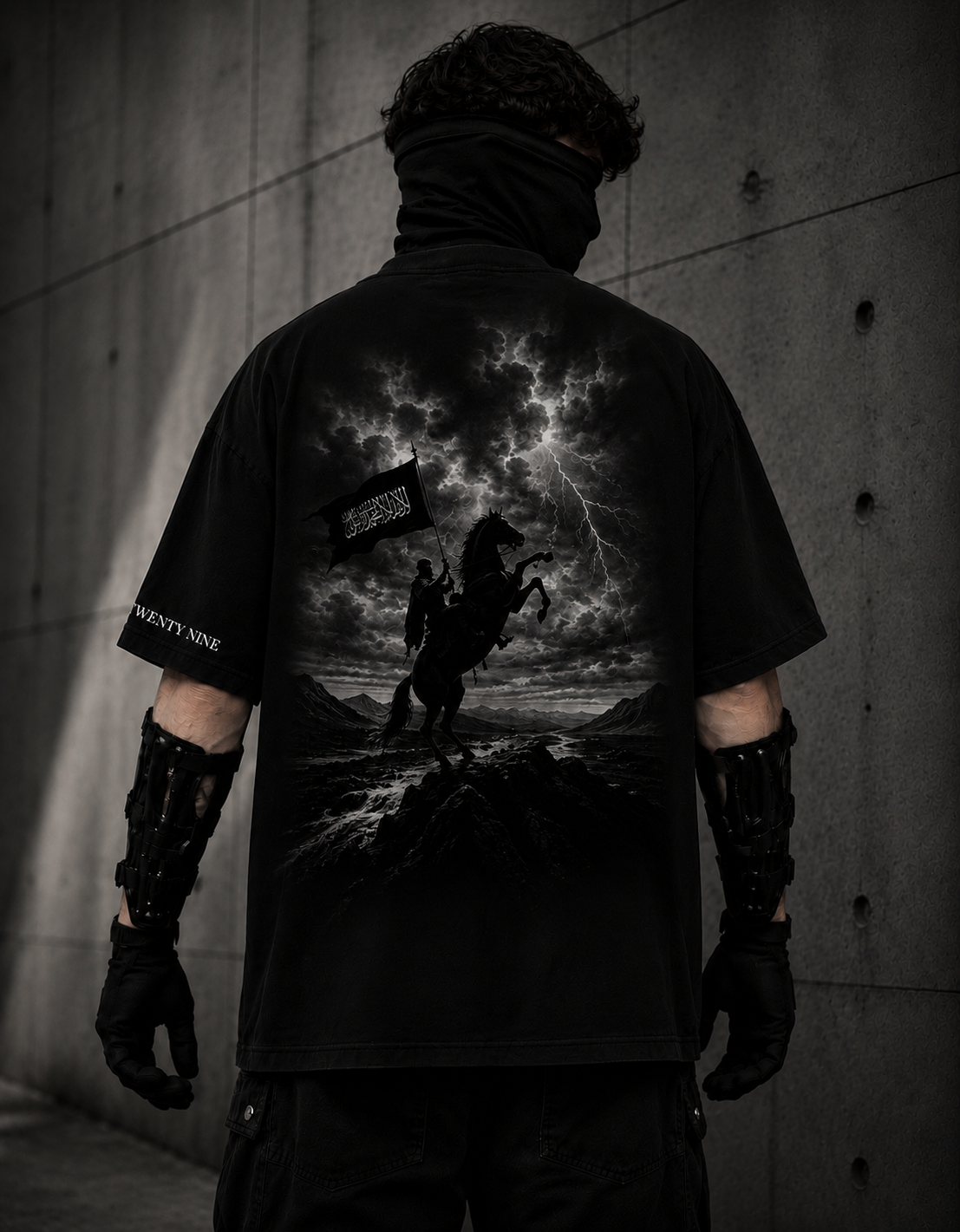 Dark Warrior Storm Oversized Graphic T-Shirt – Black Streetwear