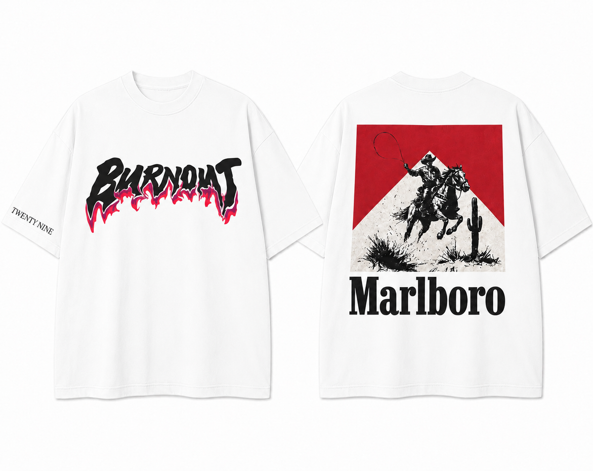 Twenty Nine Burnout Rider Oversized Graphic T-Shirt – Black & White