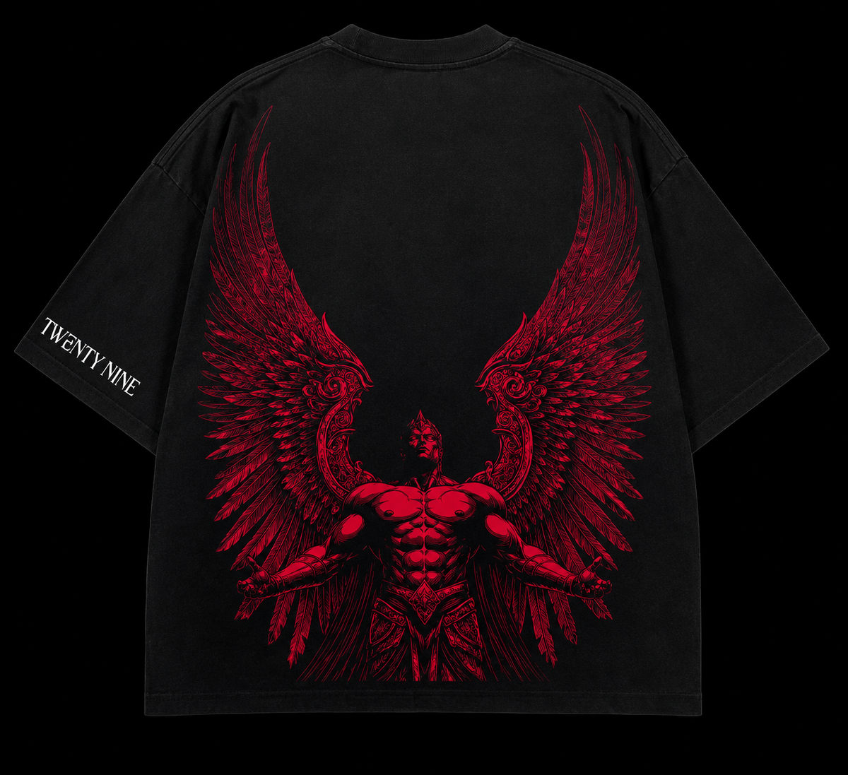 Dark Angel Wing Oversized Graphic T-Shirt – Black Gothic Streetwear