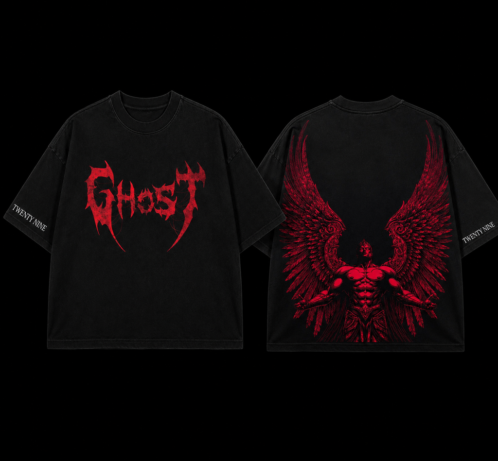 Dark Angel Wing Oversized Graphic T-Shirt – Black Gothic Streetwear