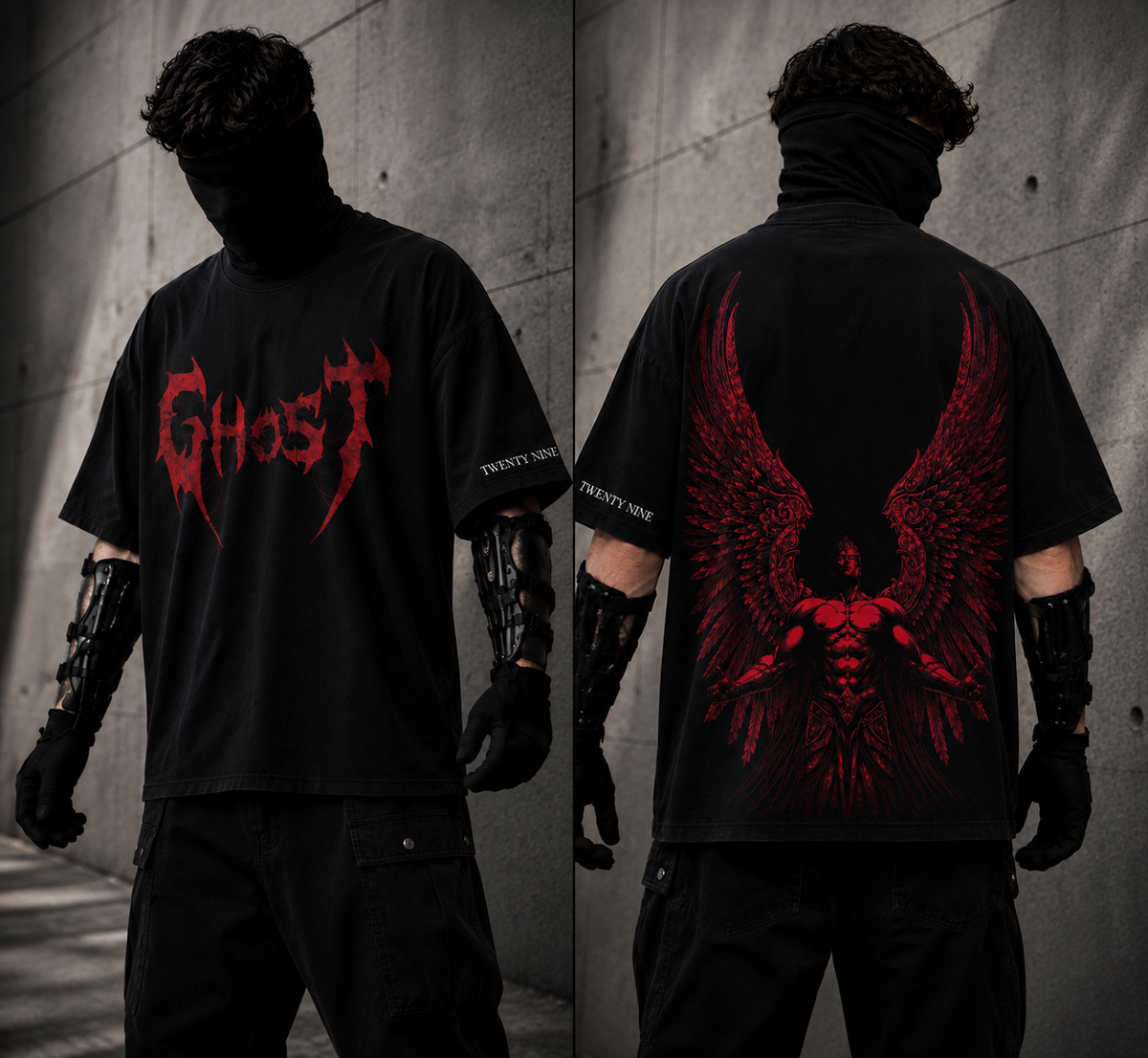 Dark Angel Wing Oversized Graphic T-Shirt – Black Gothic Streetwear