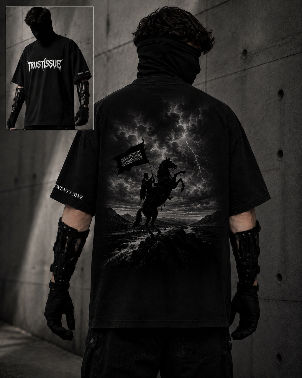 Dark Warrior Storm Oversized Graphic T-Shirt – Black Streetwear
