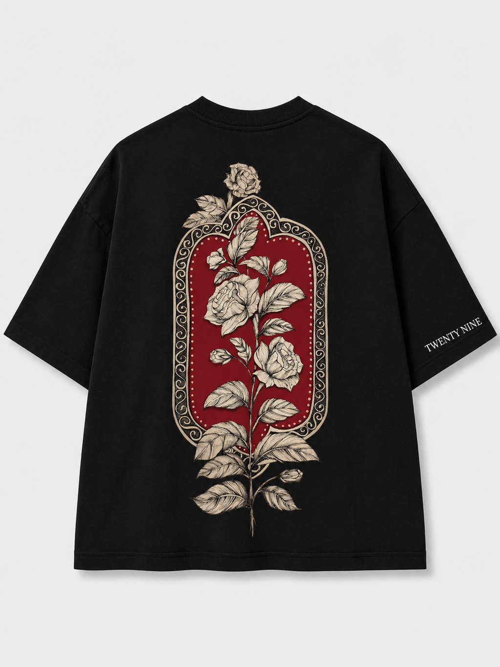 Rose Garden Oversized Graphic T-Shirt – Black Floral Streetwear
