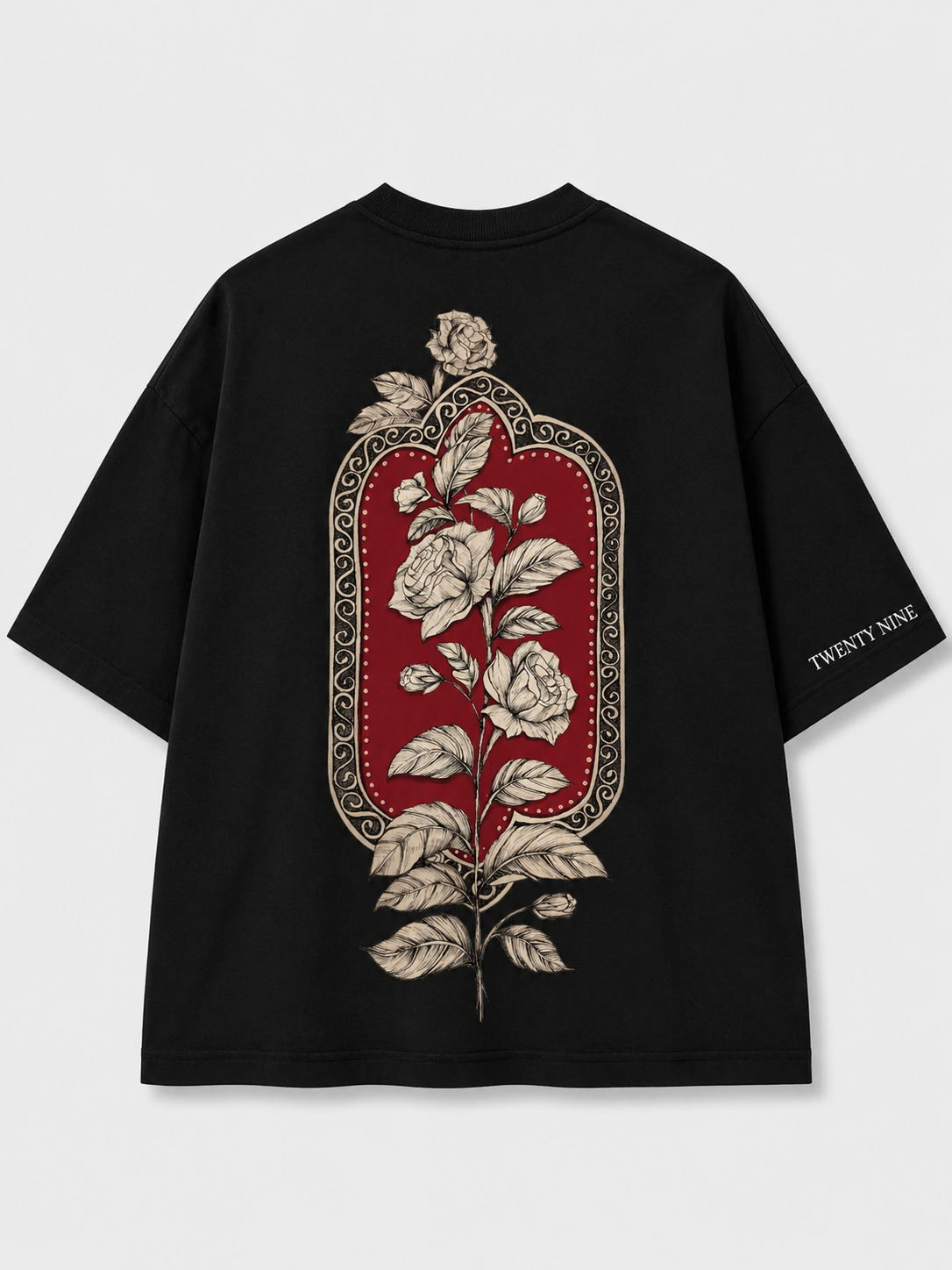 Rose Garden Oversized Graphic T-Shirt – Black Floral Streetwear