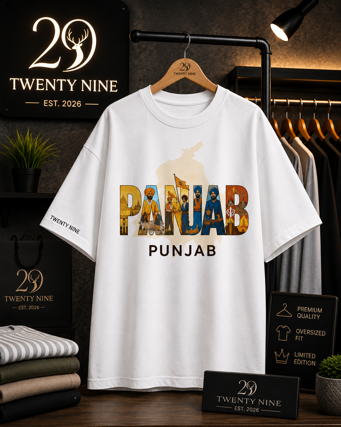 Punjab Heritage Oversized Graphic T-Shirt – Black Punjabi Streetwear