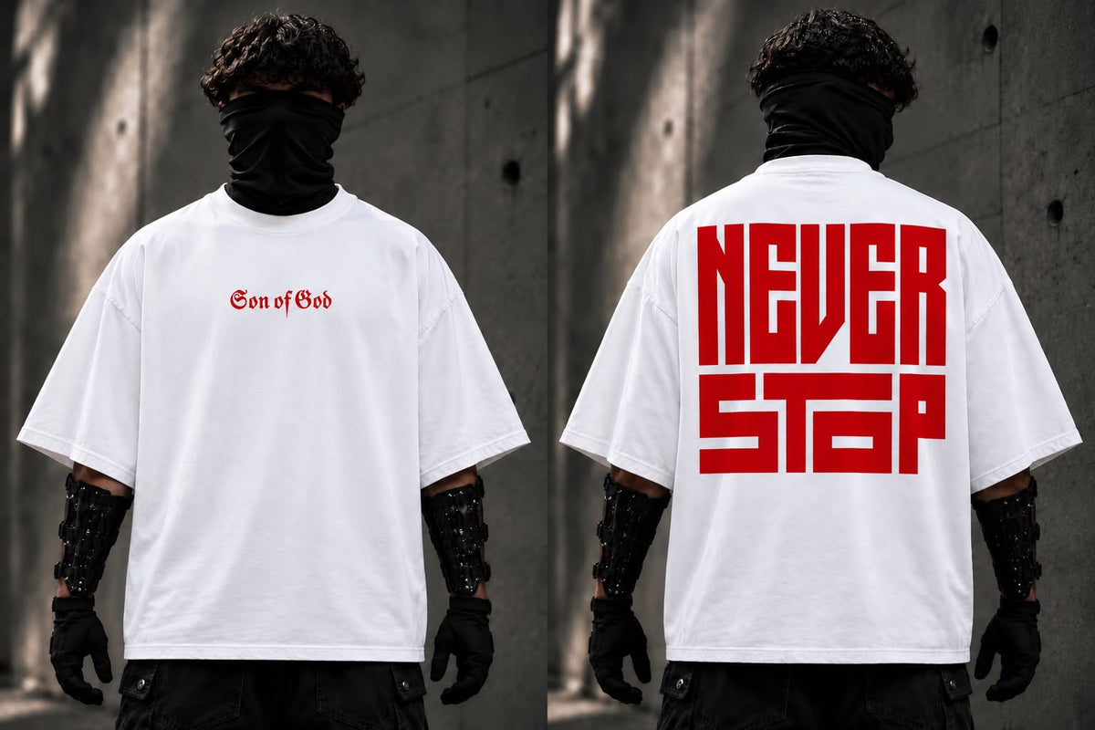Son of God Oversized Graphic T-Shirt – Black Never Stop Moving