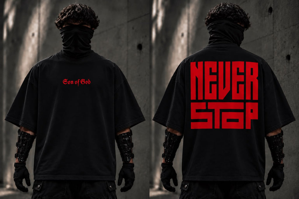 Son of God Oversized Graphic T-Shirt – Black Never Stop Moving