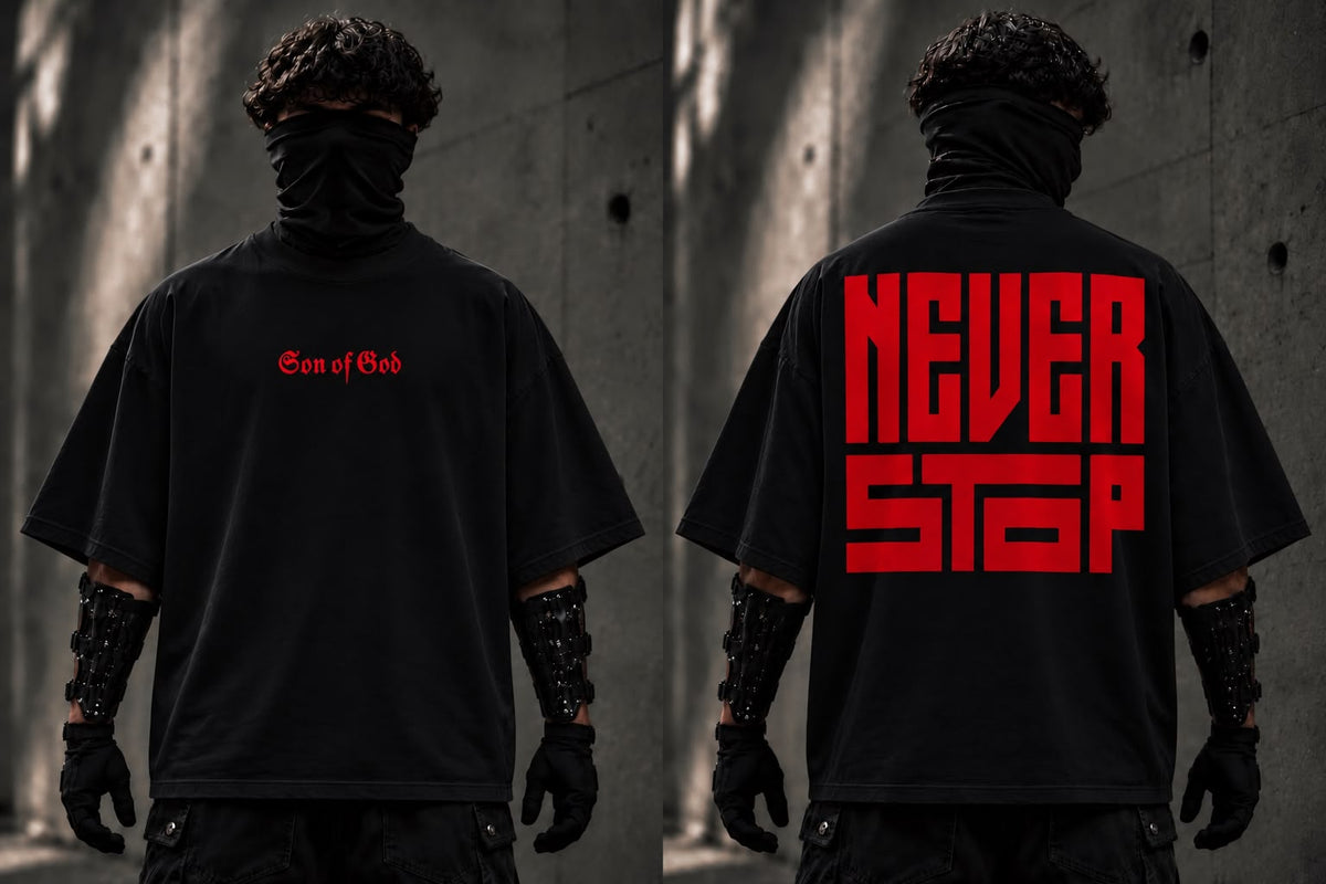 Son of God Oversized Graphic T-Shirt – Black Never Stop Moving
