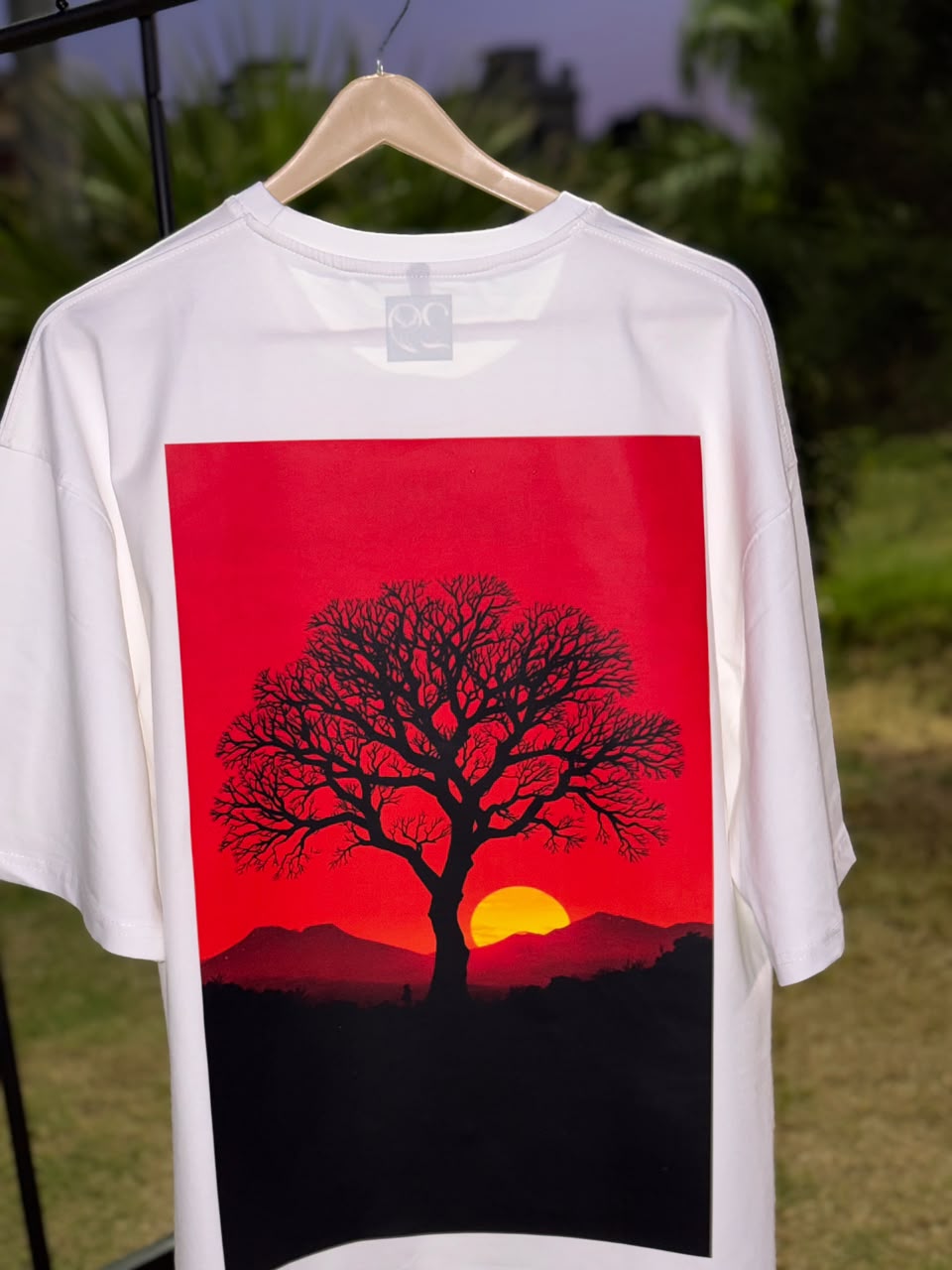 Sunset Tree Graphic Oversized T-Shirt – Design 6 product photo 1