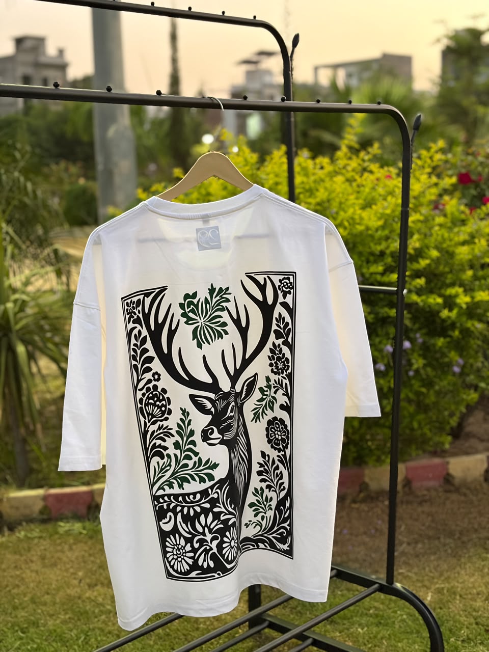Floral Deer Graphic Oversized T-Shirt – Design 12 product photo 1