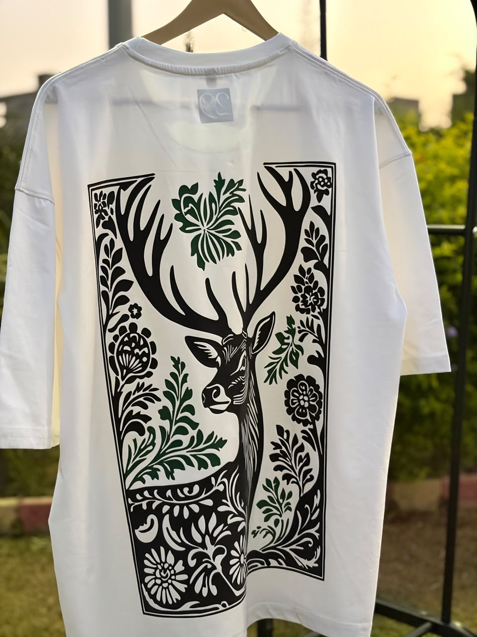 Floral Deer Graphic Oversized T-Shirt – Design 12 product photo 2